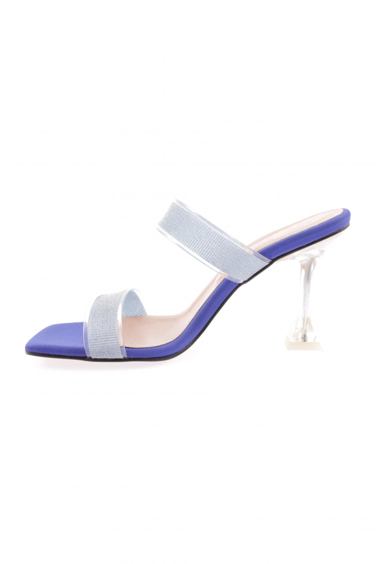 5155-23Y Kadin Şeffaf Simli Bantli Topuklu Terlik - Görsel 4