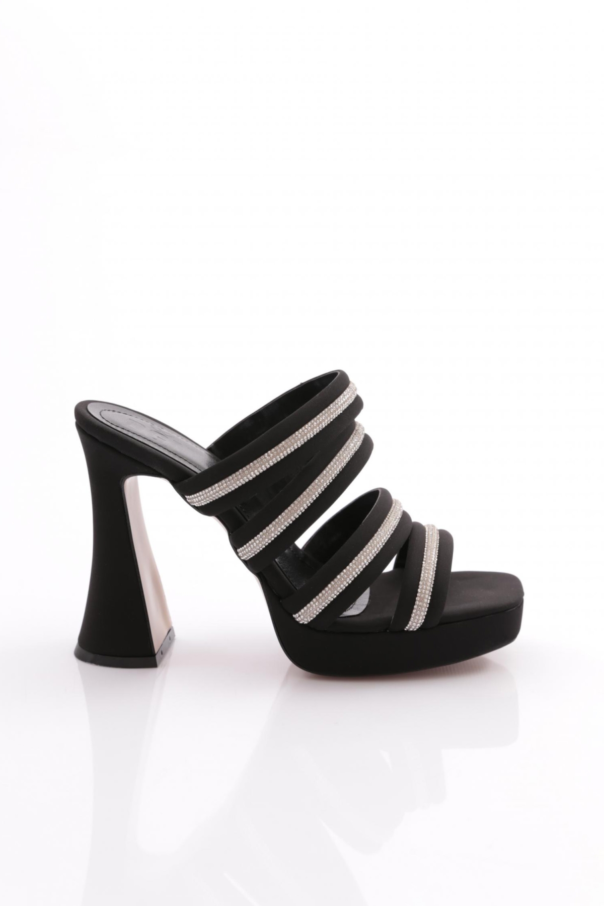 C5125 Kadin Taş Şeritli Abiye Topuklu Terlik - Görsel 2