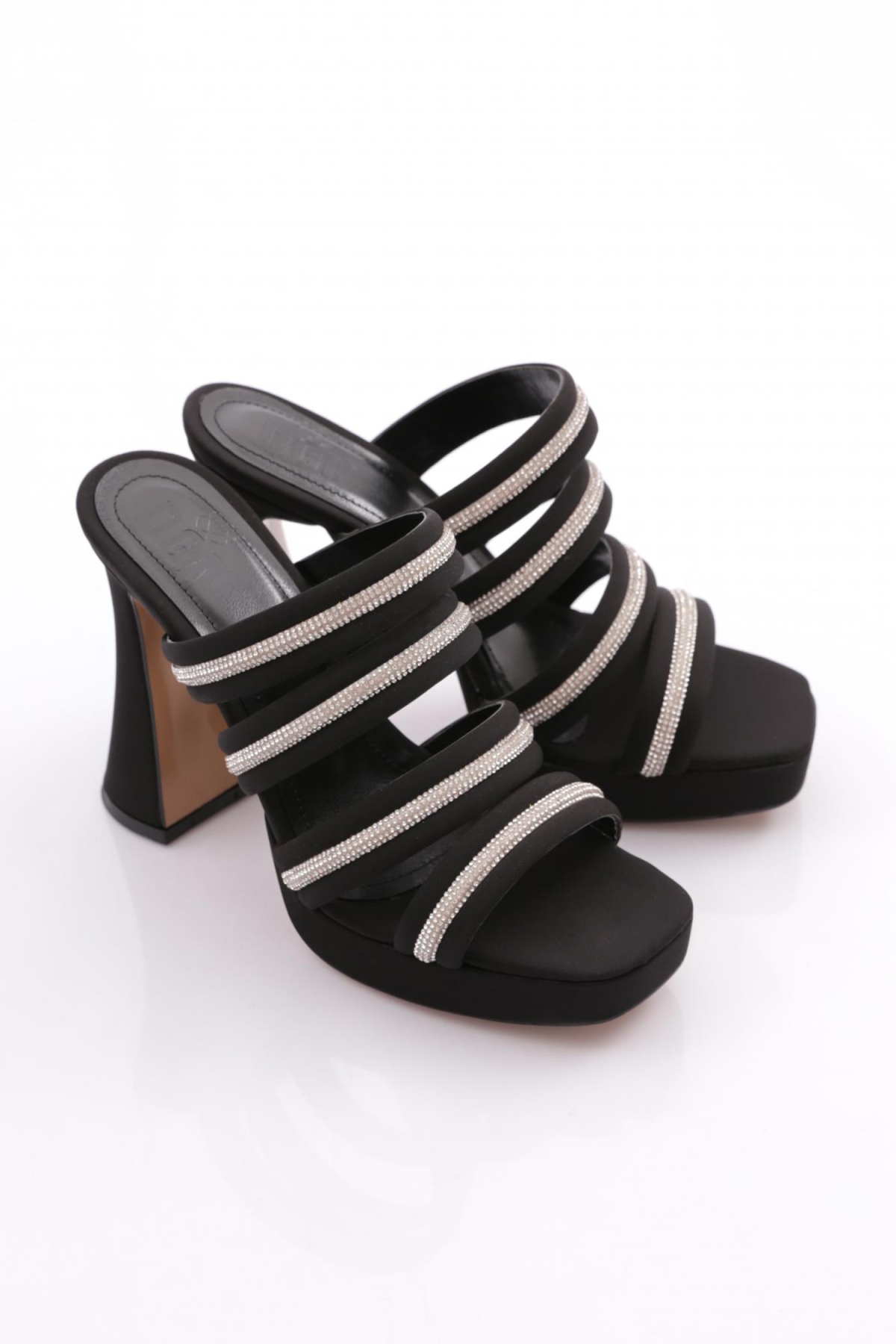 C5125 Kadin Taş Şeritli Abiye Topuklu Terlik - Görsel 3