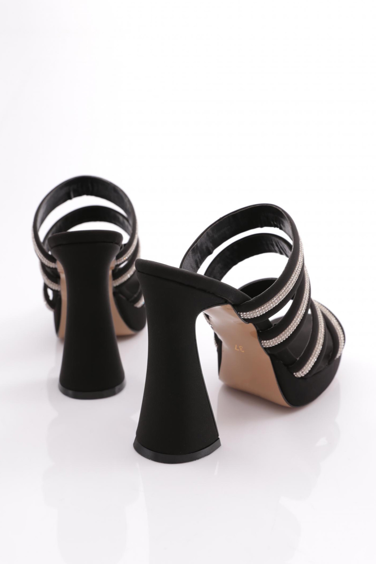 C5125 Kadin Taş Şeritli Abiye Topuklu Terlik - Görsel 4