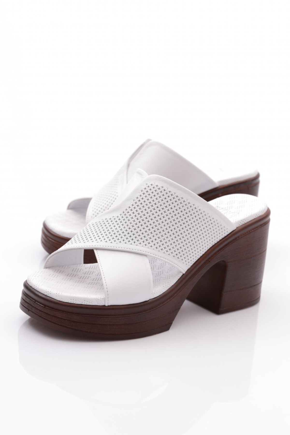 Dgn Dgn Beyaz 1006 Kadin Çapraz Şeritli Topuklu Terlik Sandalet & Terlik | Flo Beyaz - 5. görsel