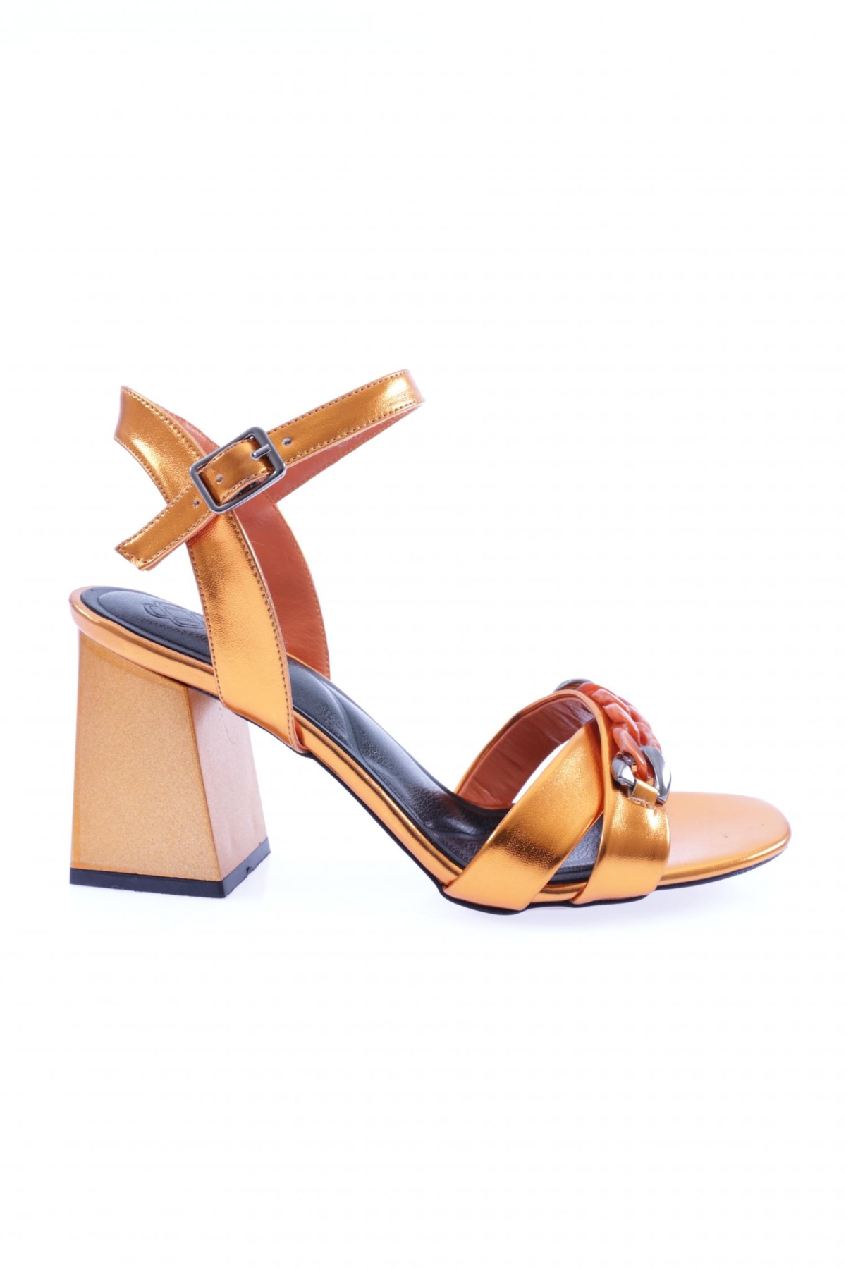 847-23Y Kadin Çapraz Bantli Burgu Aksesuarli Topuklu Sandalet - Görsel 2
