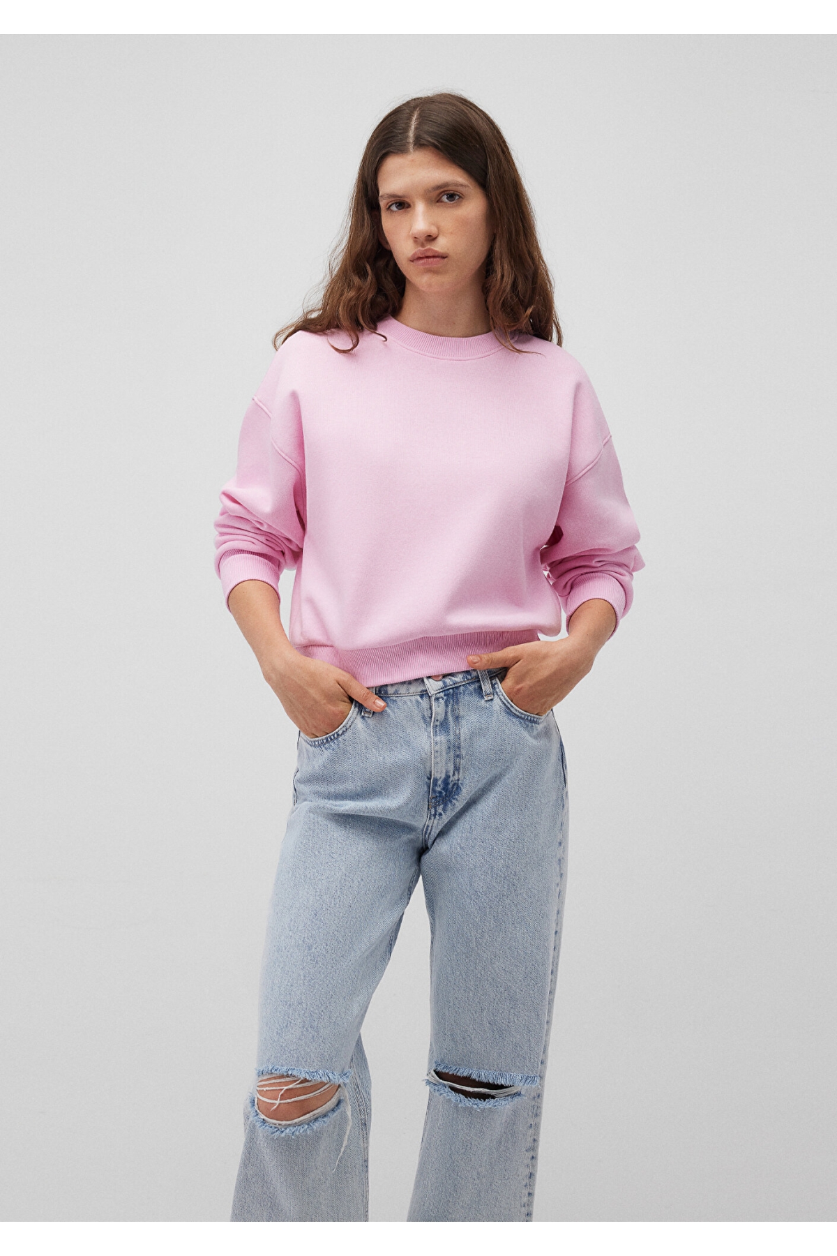 Pembe Basic Crop Sweatshirt