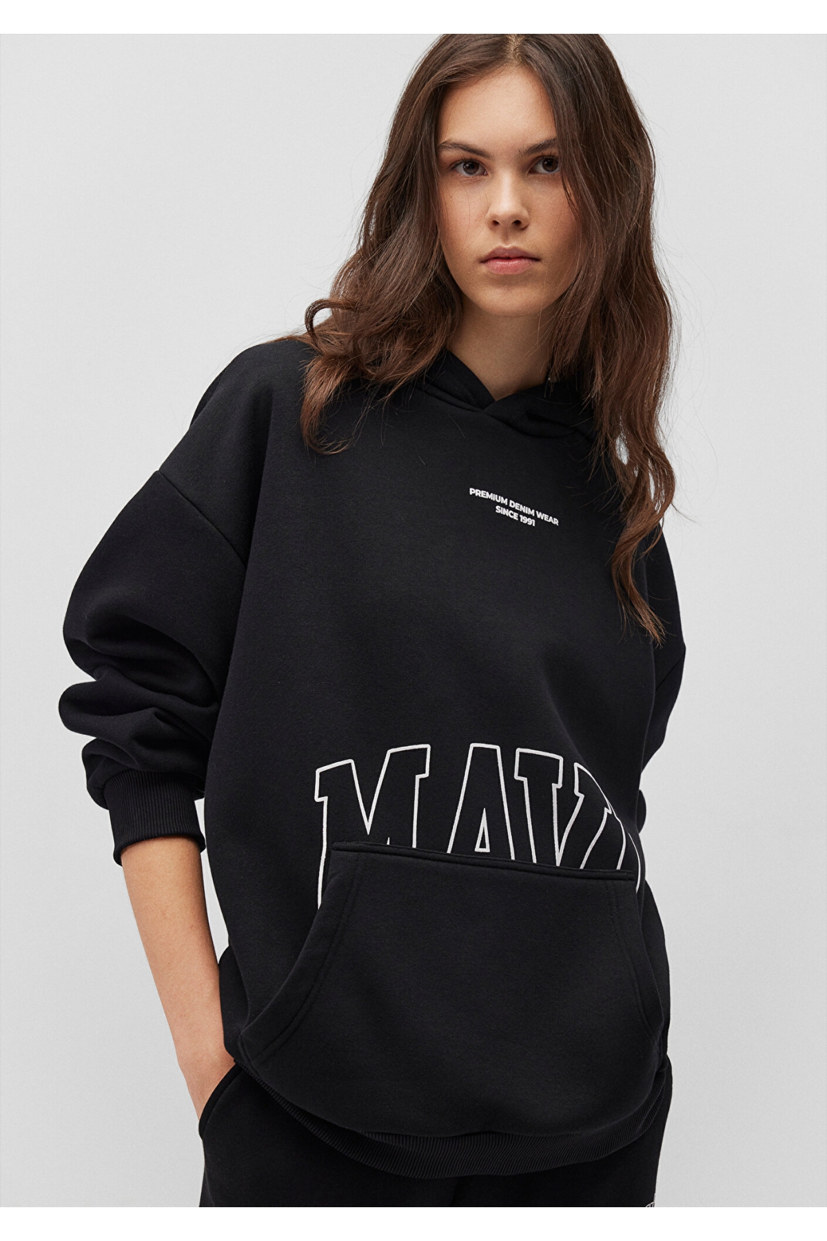 Logo Baskılı Siyah Sweatshirt