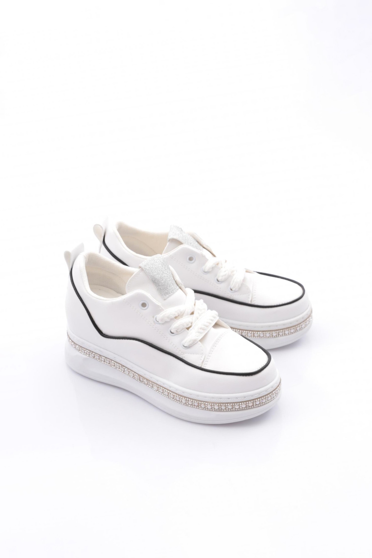 Pm128-K087 Kadin Yanlari Taşli Sneaker Ayakkabi - Görsel 3