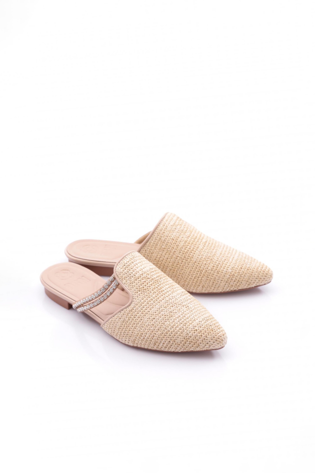 Pm386-K565 Kadin Önü Kapali Taşli Hasir Terlik - Görsel 3