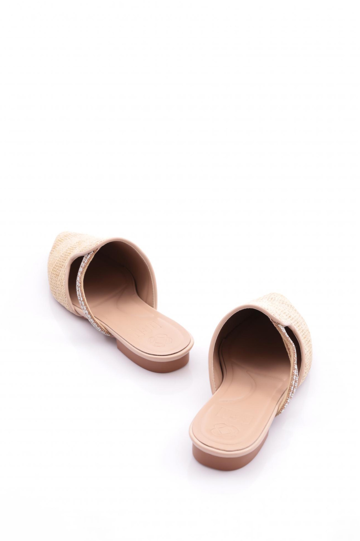 Pm386-K565 Kadin Önü Kapali Taşli Hasir Terlik - Görsel 4