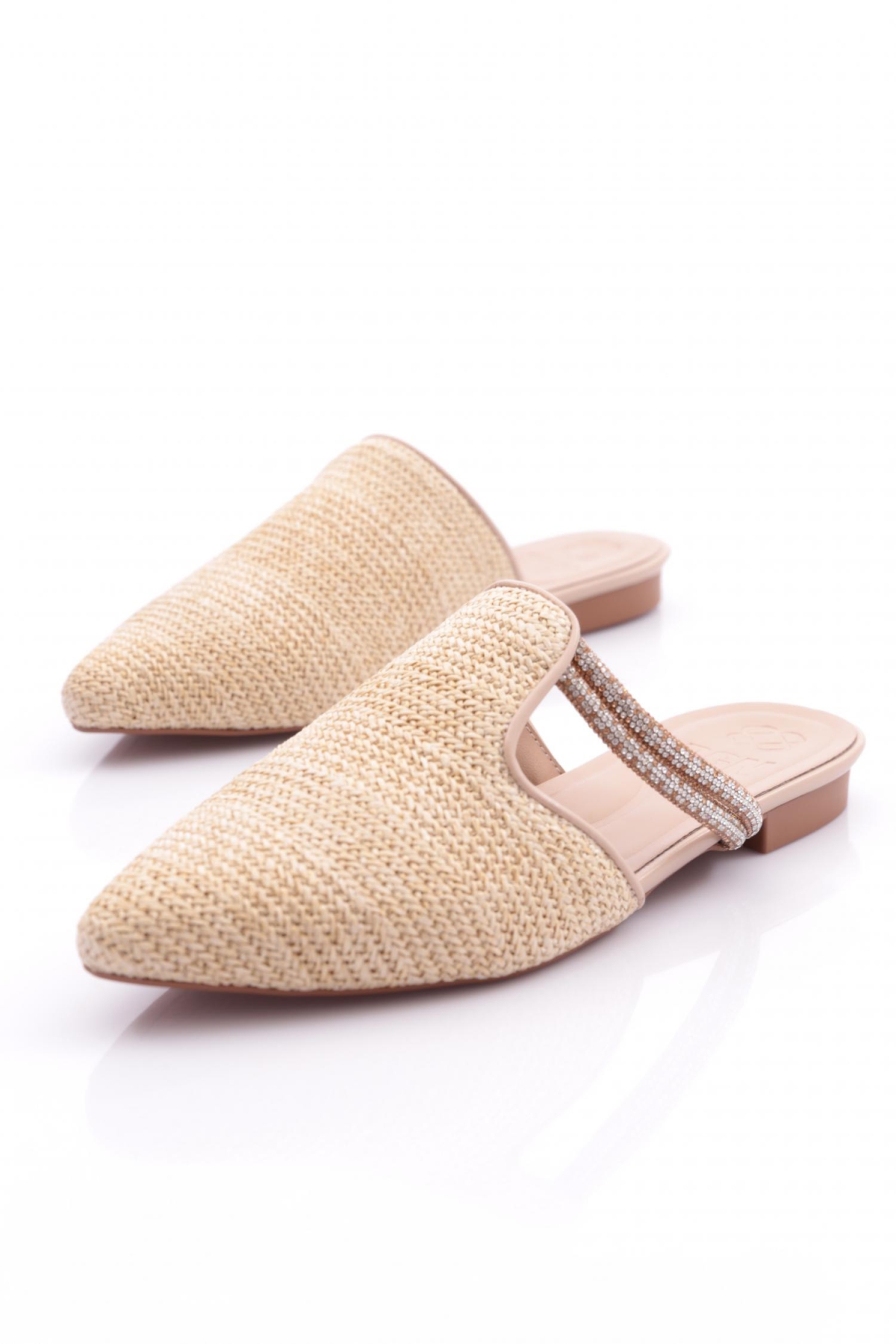 Pm386-K565 Kadin Önü Kapali Taşli Hasir Terlik - Görsel 5