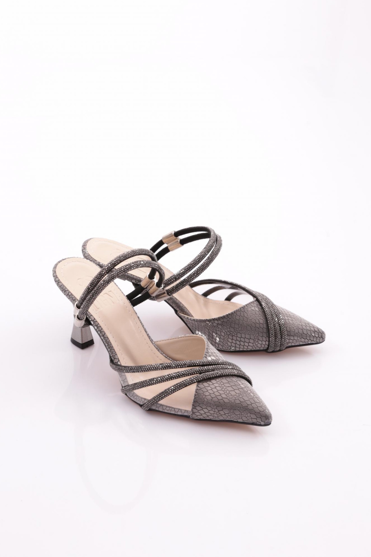 Pm309-K303-1 Kadin Taş İp Detayli Topuklu Abiye Ayakkabi - Görsel 3