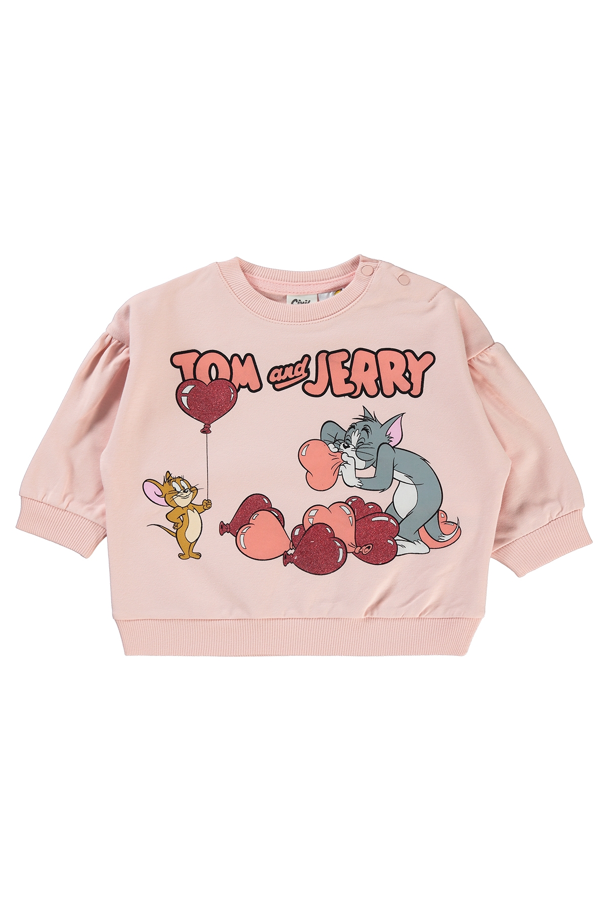 Tom Ve Jerry Kız Bebek Sweatshirt 6-18 Ay Somon