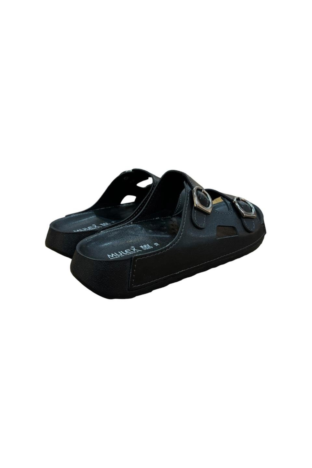 Çift Bantlı Tokalı Anatomik Taban Rahat Kadın Terlik SİYAH - Görsel 5