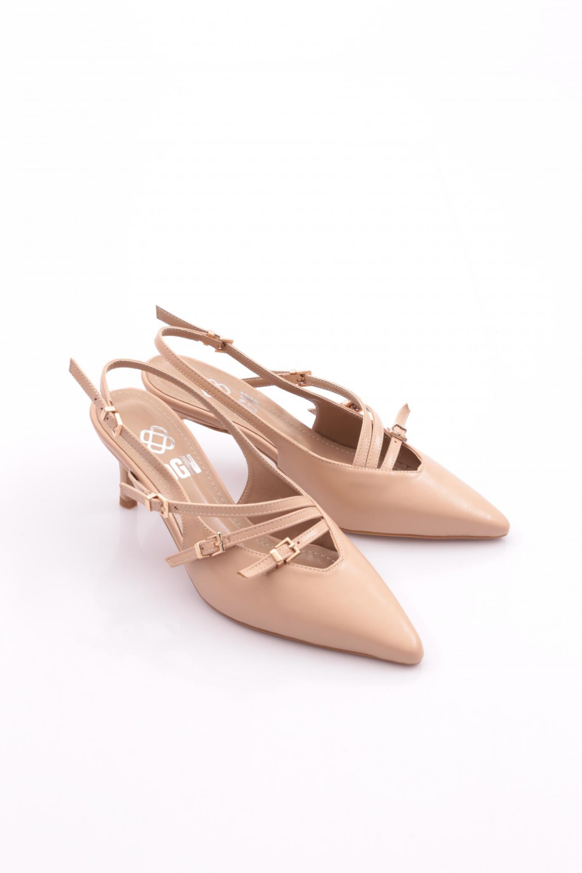 6655 Kadin Üstü Kemer Aksesuarli Topuklu Ayakkabi - Görsel 3