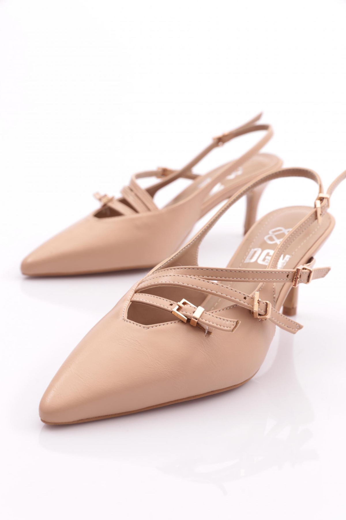 6655 Kadin Üstü Kemer Aksesuarli Topuklu Ayakkabi - Görsel 5