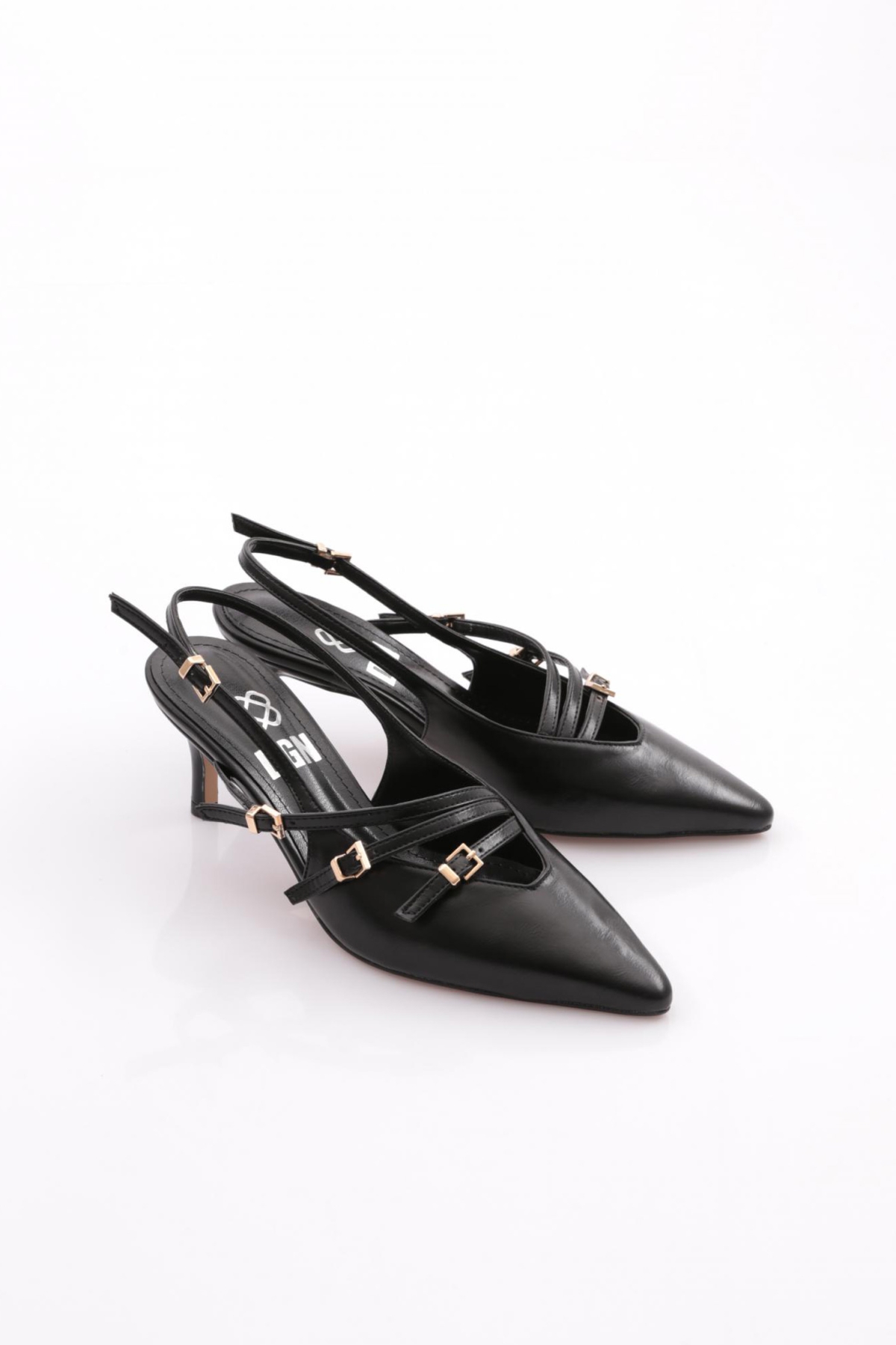 6655 Kadin Üstü Kemer Aksesuarli Topuklu Ayakkabi - Görsel 3