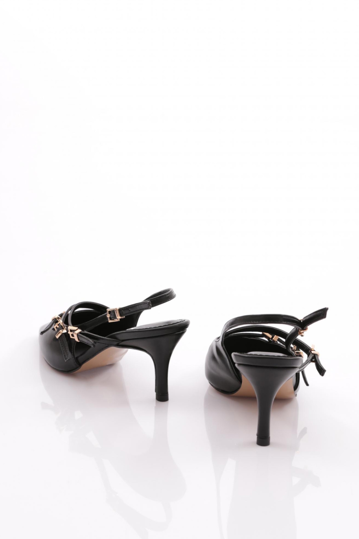 6655 Kadin Üstü Kemer Aksesuarli Topuklu Ayakkabi - Görsel 4