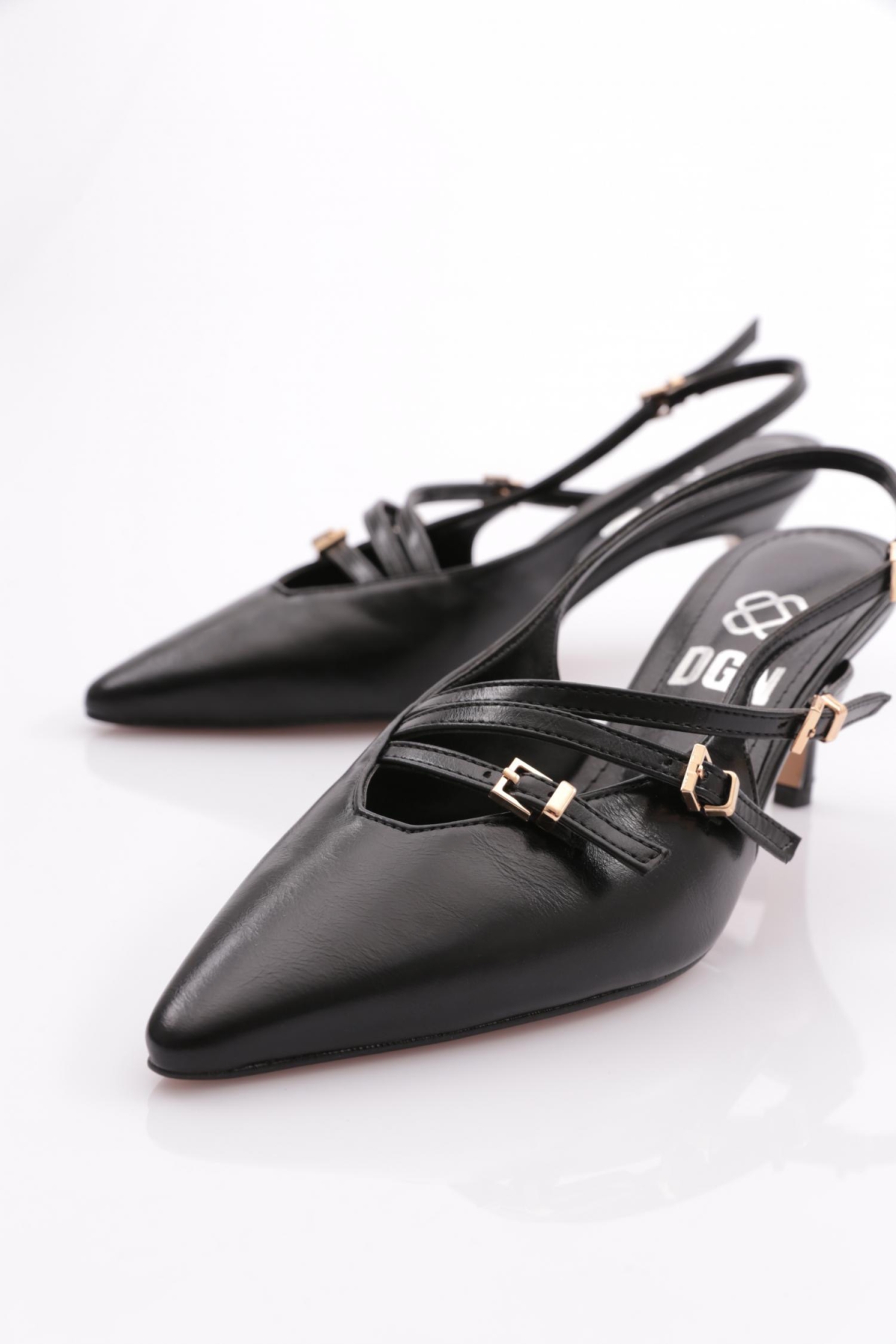 6655 Kadin Üstü Kemer Aksesuarli Topuklu Ayakkabi - Görsel 5