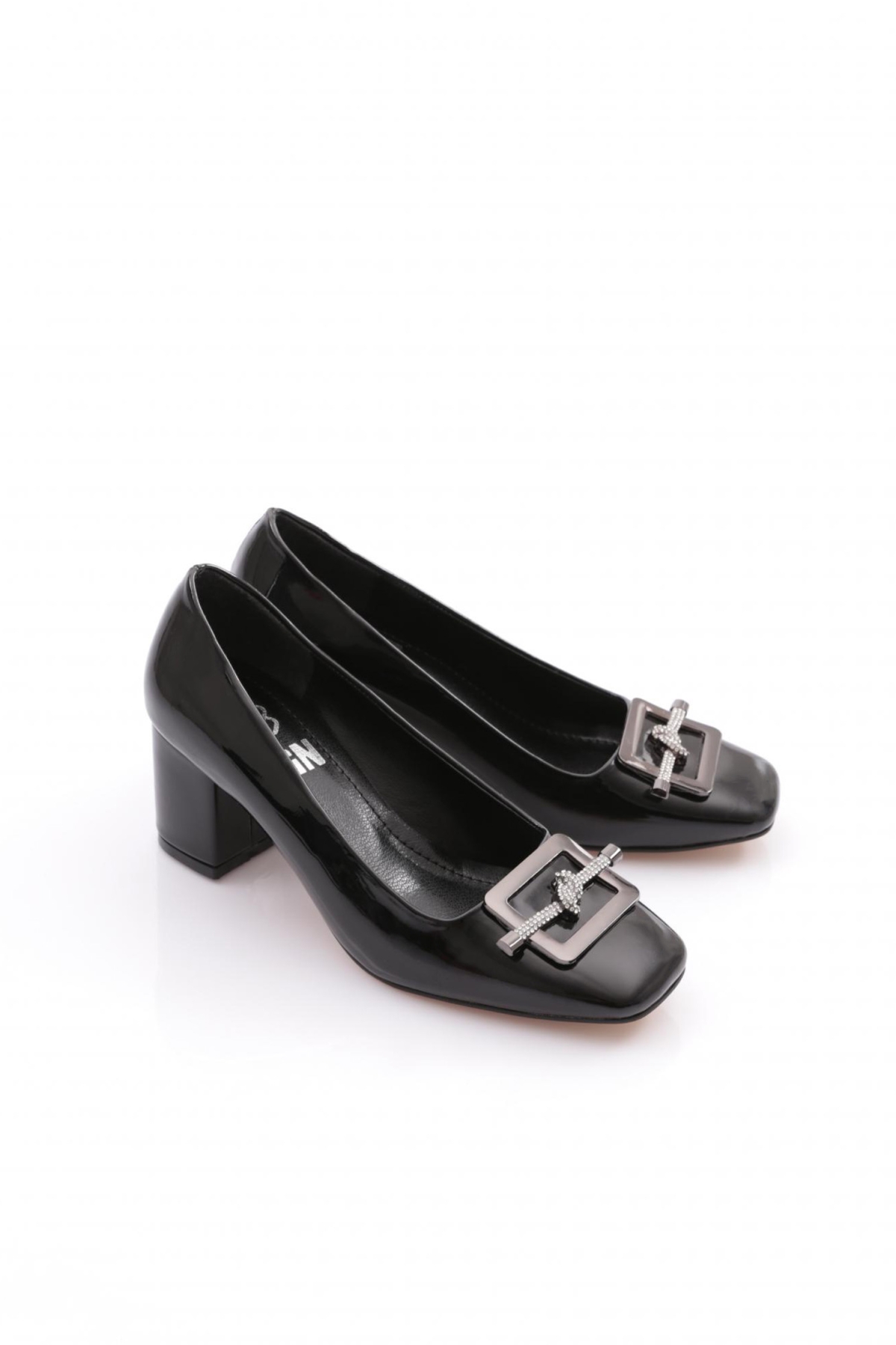 K111 Kadin Kare Tokali Simli İp Detayli Topuklu Ayakkabi - Görsel 3
