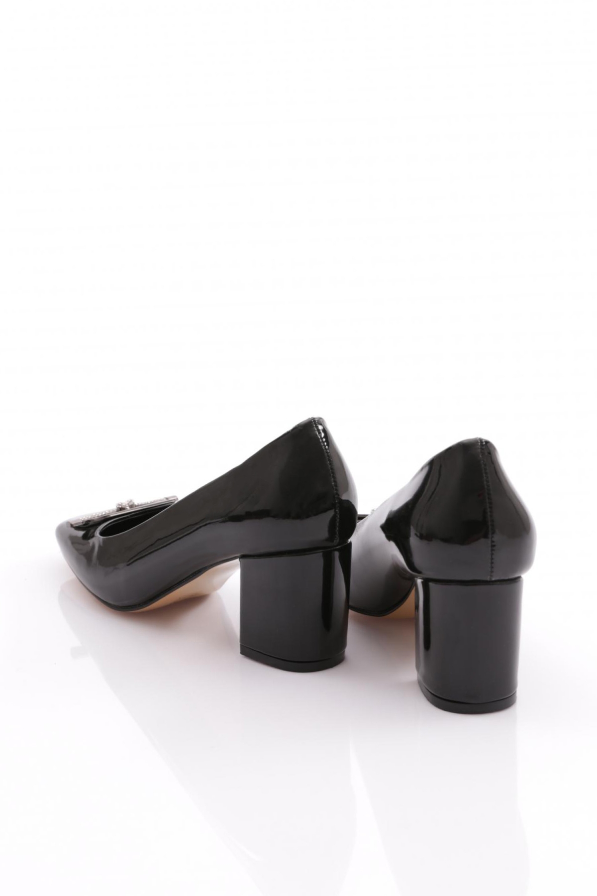 K111 Kadin Kare Tokali Simli İp Detayli Topuklu Ayakkabi - Görsel 4