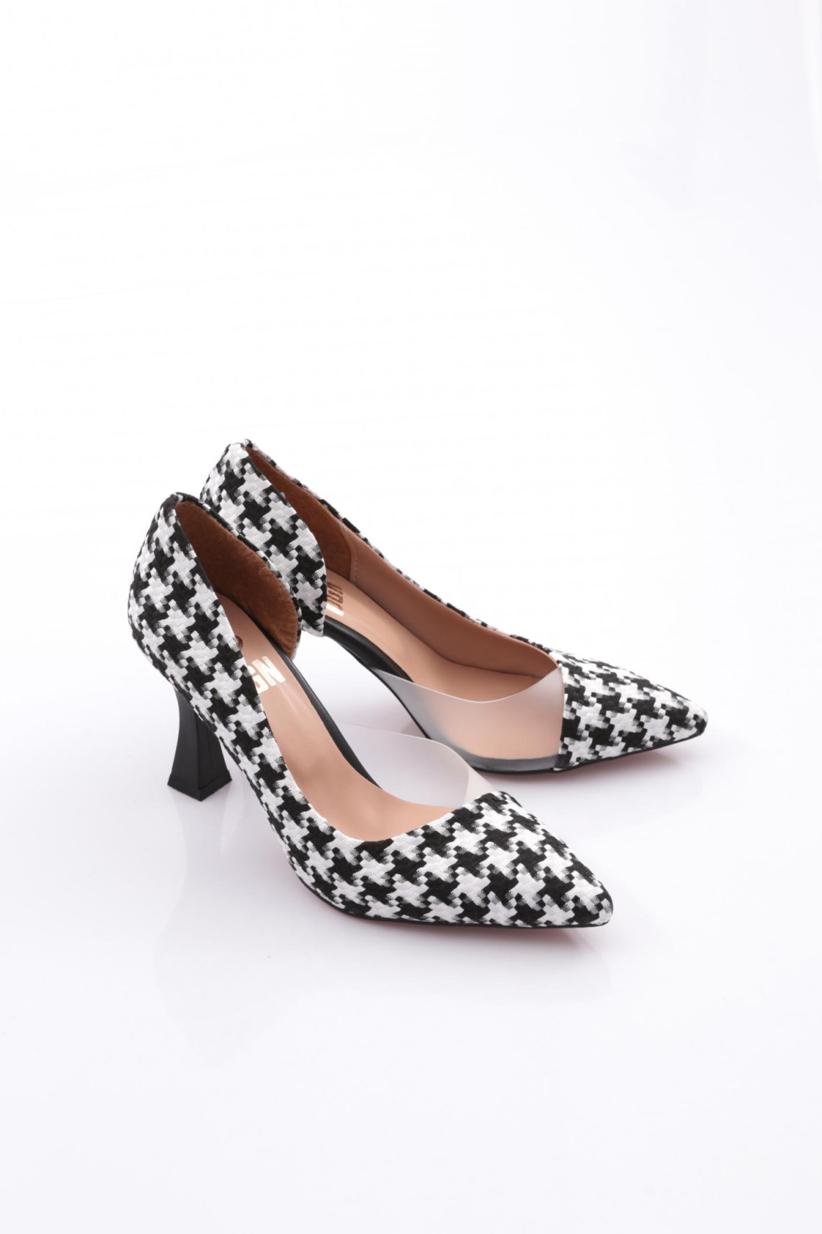 0653 Kadin Sivri Burun Parmak Dekolteli Yani Transparan Uzun Topuklu Ayakkabi - Görsel 3