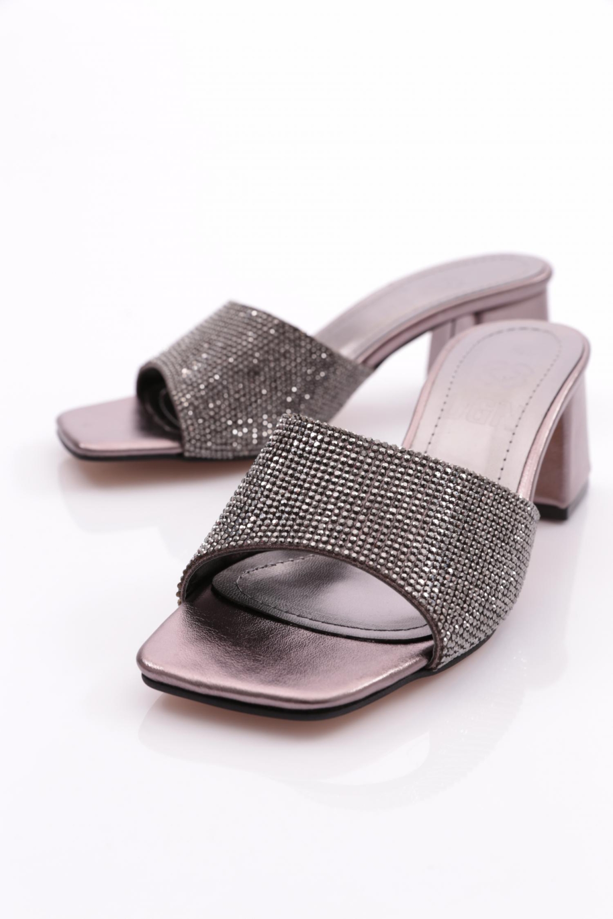 K1034 Kadin Kadeh Topuklu Taş Süslemeli Topuklu Terlik - Görsel 5