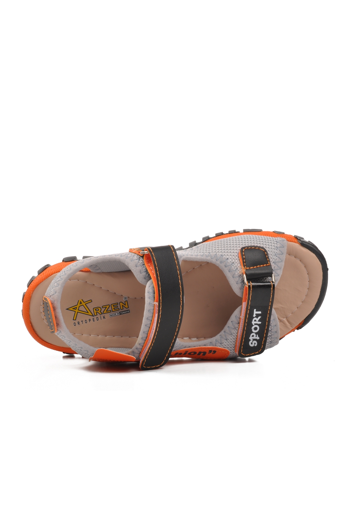 24-410-F Siyah-Turuncu Ortopedik Erkek Çocuk Sandalet - Görsel 5