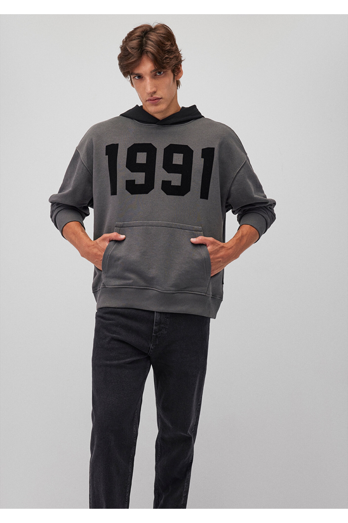 1991 Baskılı Antrasit Sweatshirt