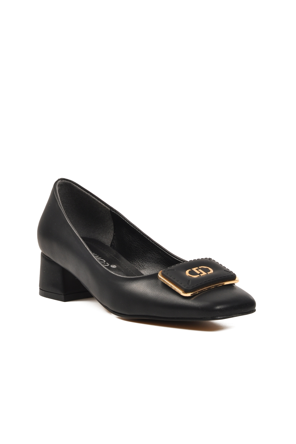 312240 Siyah Cilt Kadın Topuklu Ayakkabı - Görsel 4