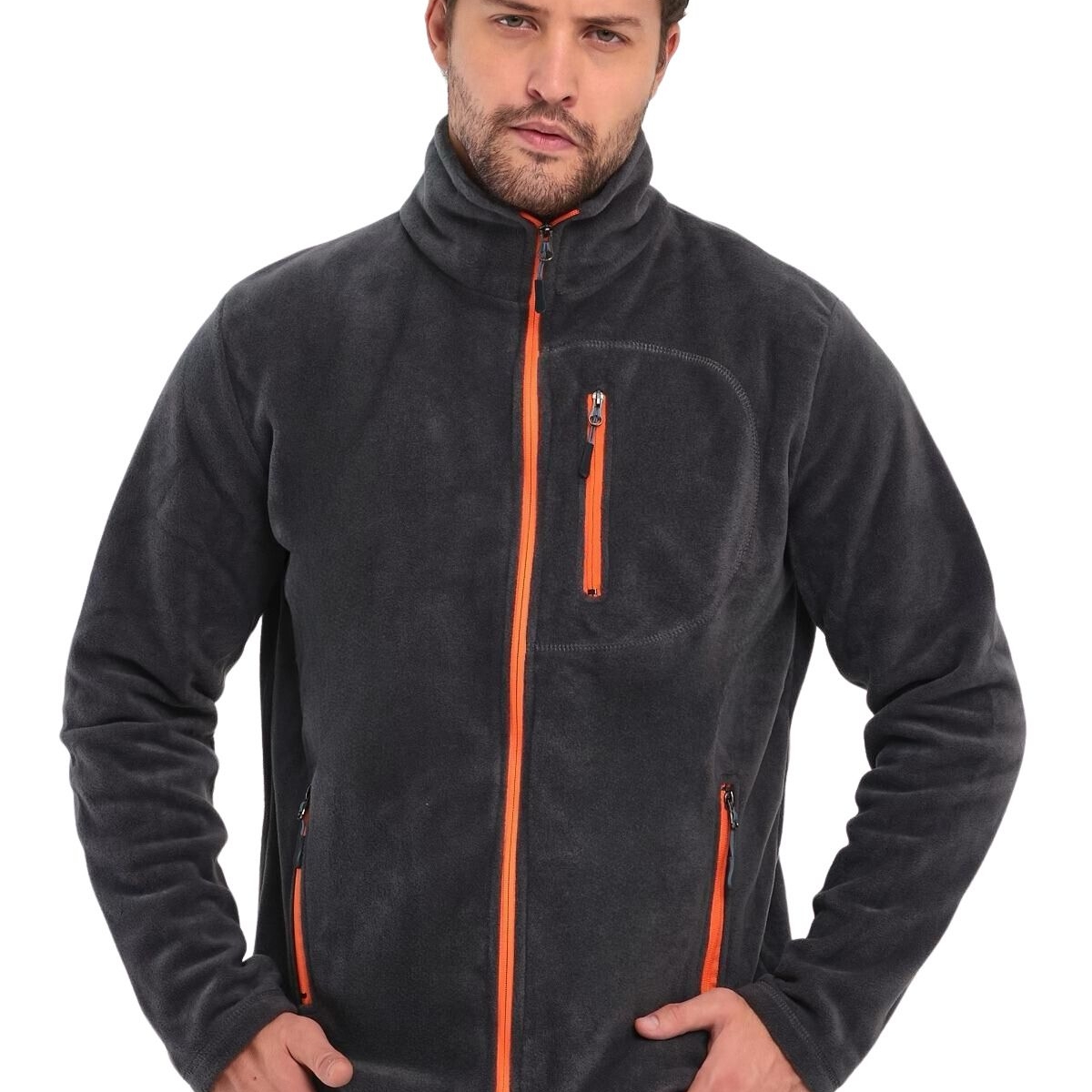 GENIUS Store Erkek Polar Tam Fermuarlı 3 Cepli Outdoor Polar Ceket