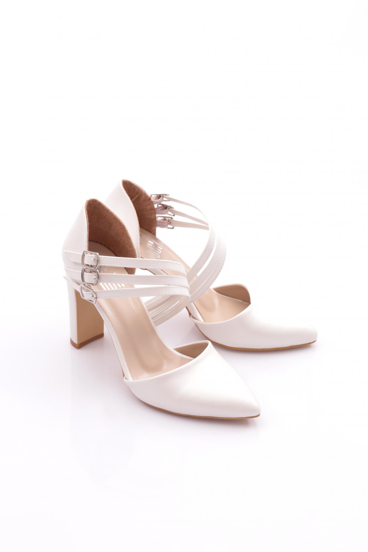 318 Kadin Kalin Topuklu Bileği Kemerli Topuklu Ayakkabi - Görsel 3