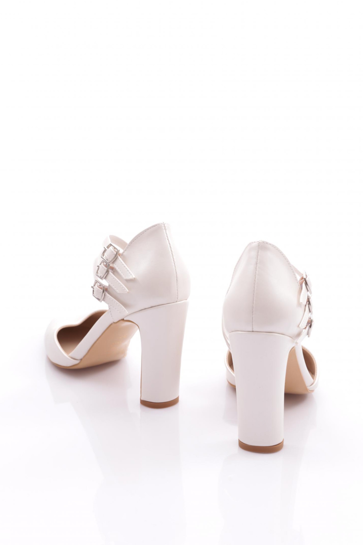 318 Kadin Kalin Topuklu Bileği Kemerli Topuklu Ayakkabi - Görsel 4