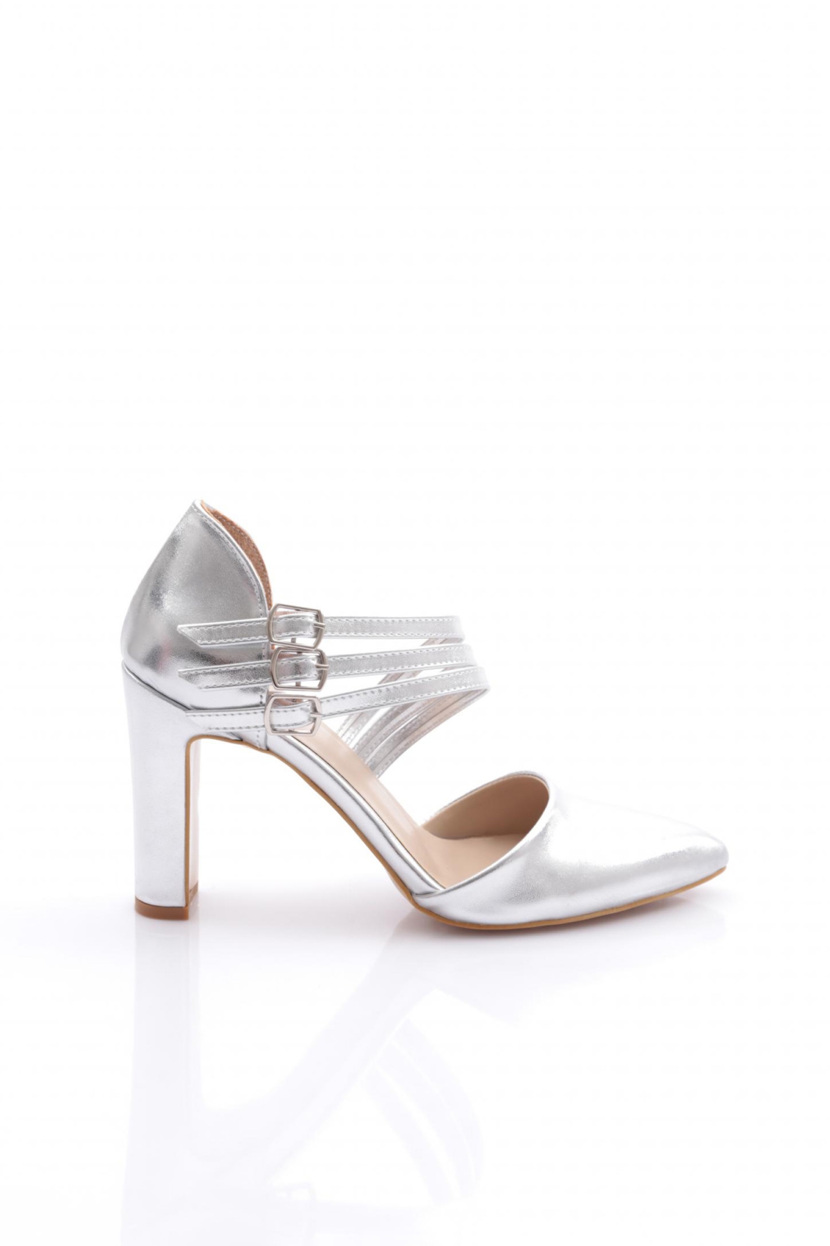 318 Kadin Kalin Topuklu Bileği Kemerli Topuklu Ayakkabi - Görsel 2