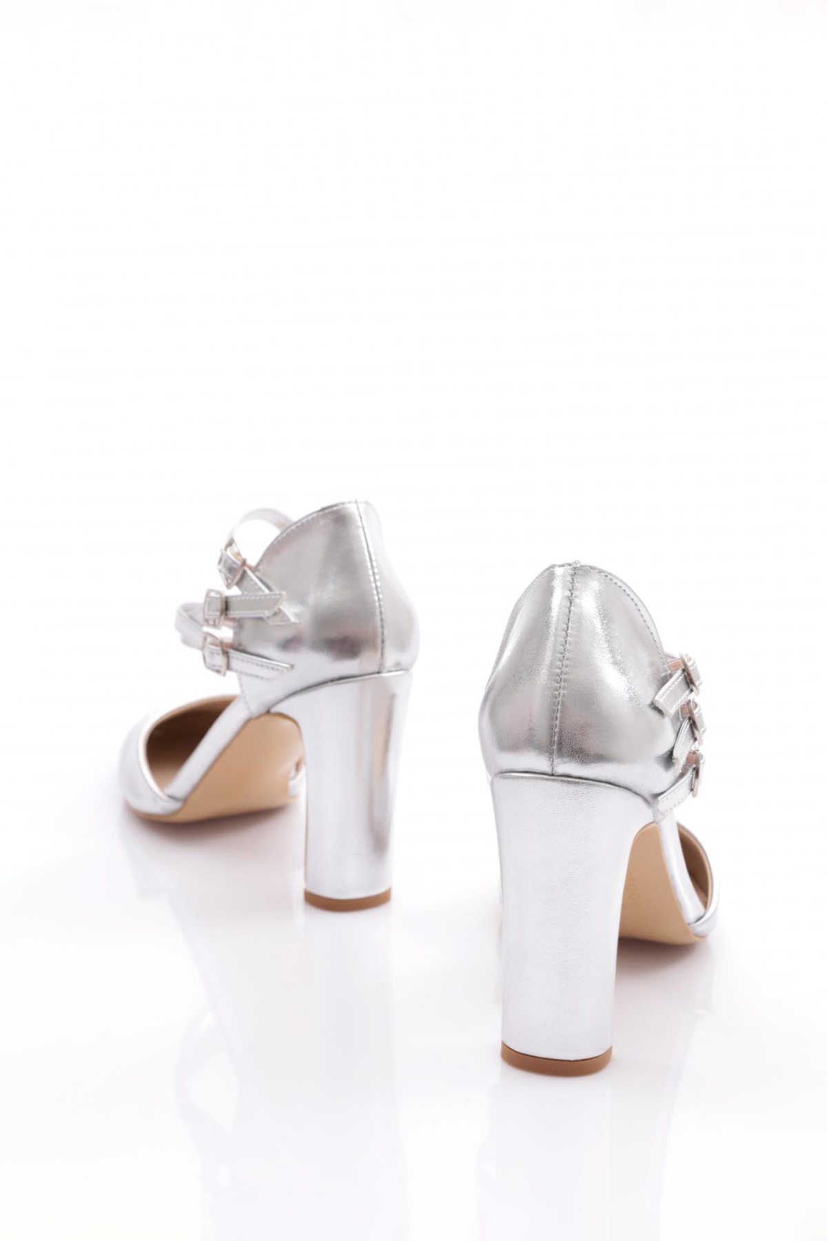 318 Kadin Kalin Topuklu Bileği Kemerli Topuklu Ayakkabi - Görsel 4