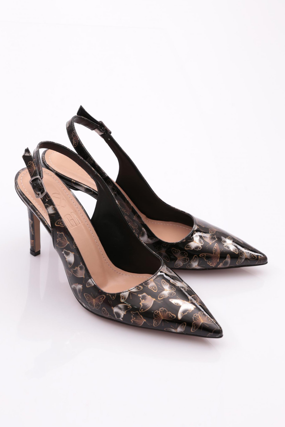 701 Üzeri Kelebek Desenli Arkasi Açik Topuklu Ayakkabi - Görsel 3