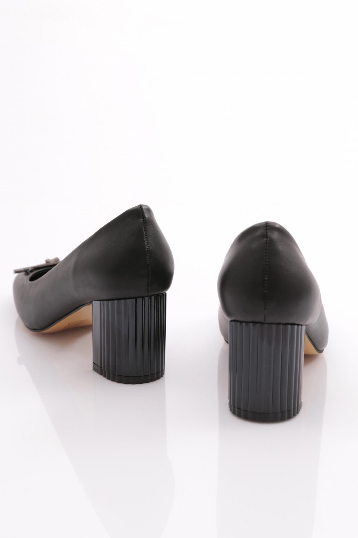 K111 Kadin Kare Tokali Simli İp Detayli Topuklu Ayakkabi - Görsel 4