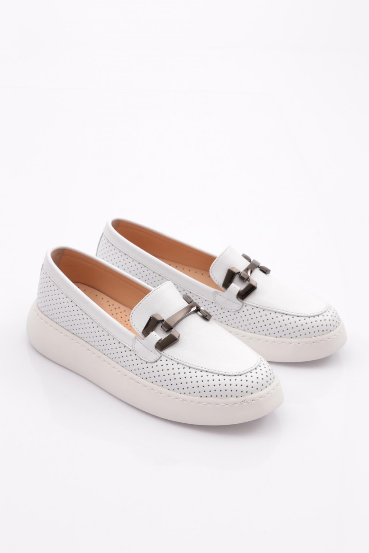 422 Kadin Tokali Lazerli Loafer Ayakkabi - Görsel 3