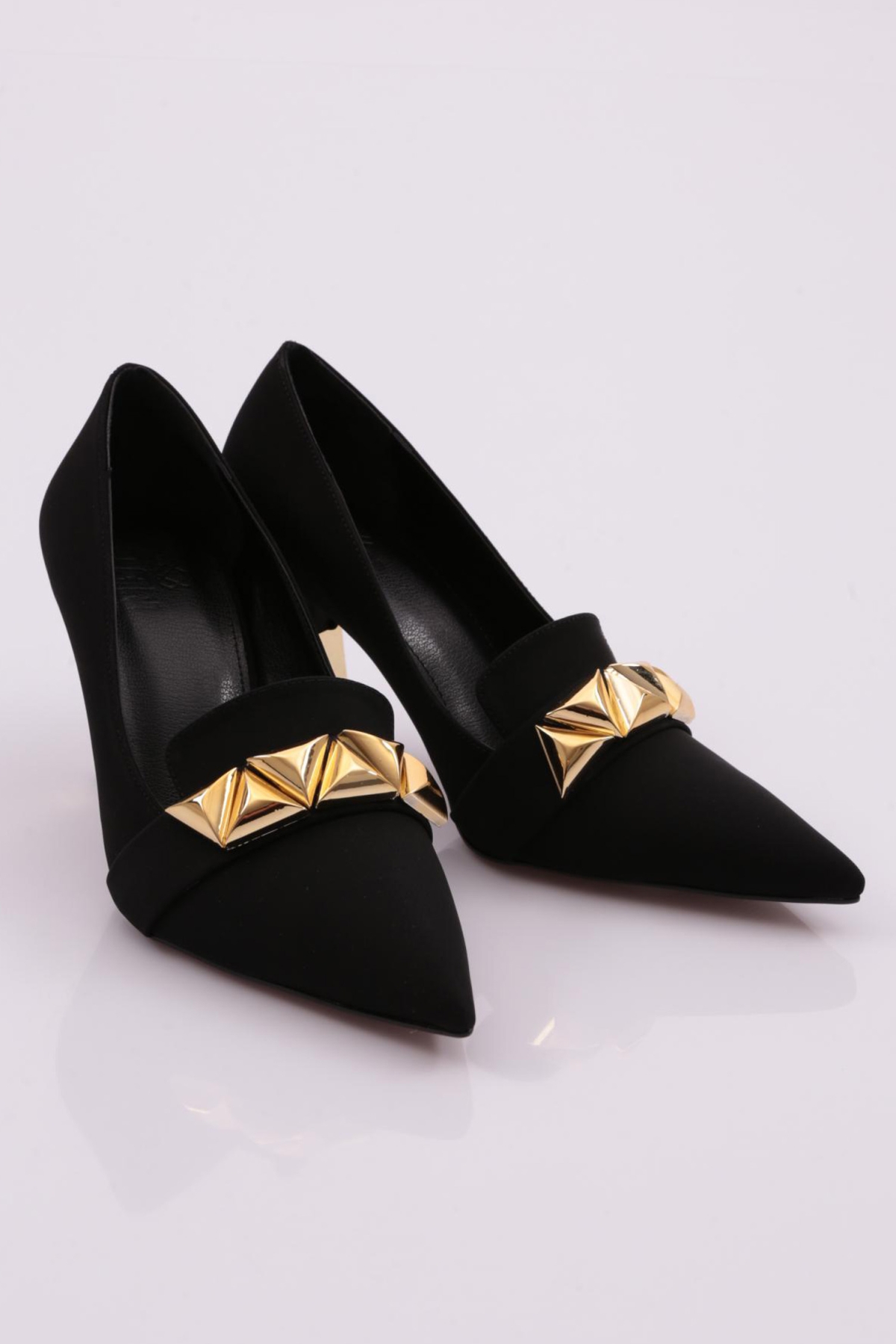 30905 Kadin Üçgen Taşli Topuklu Ayakkabi - Görsel 3