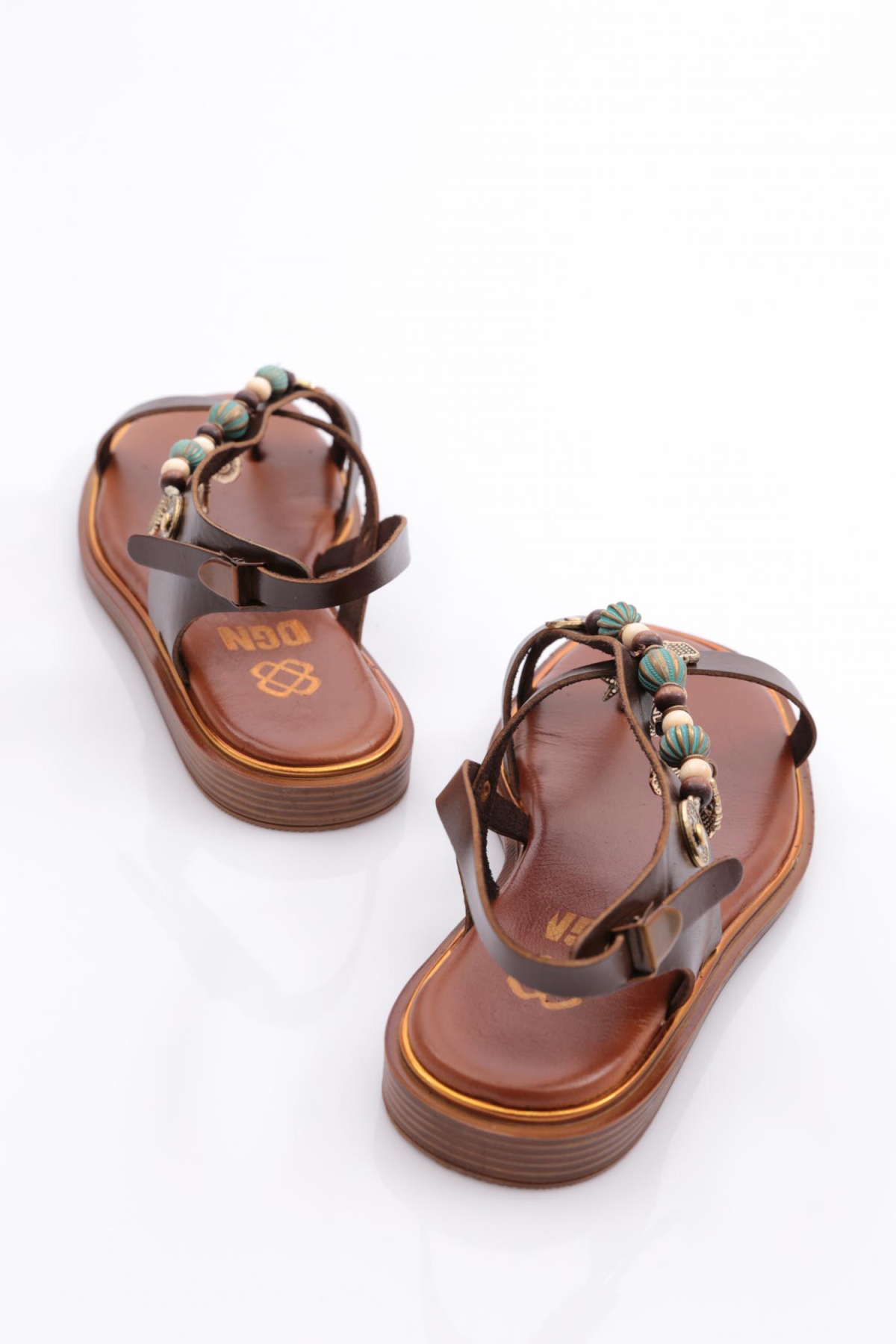 305 Kadin Yanlari Boncuk Detayli Sandalet - Görsel 4