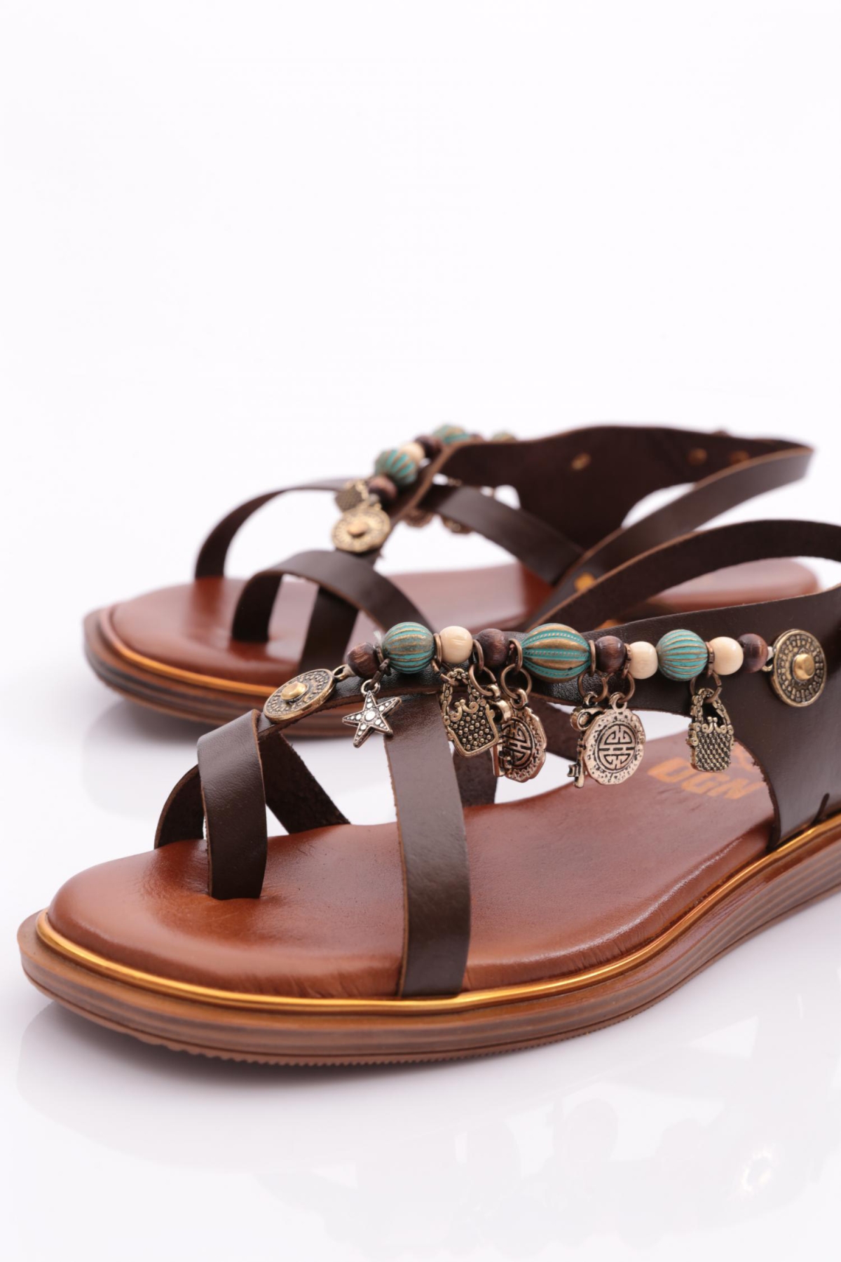 305 Kadin Yanlari Boncuk Detayli Sandalet - Görsel 5