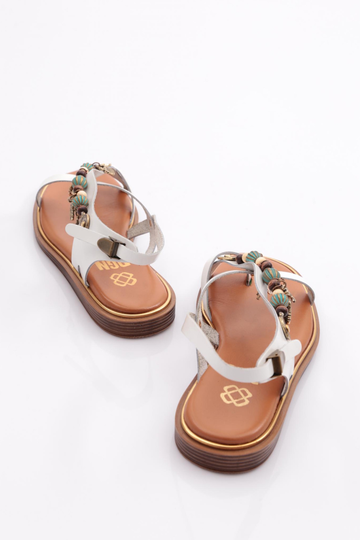 305 Kadin Yanlari Boncuk Detayli Sandalet - Görsel 4