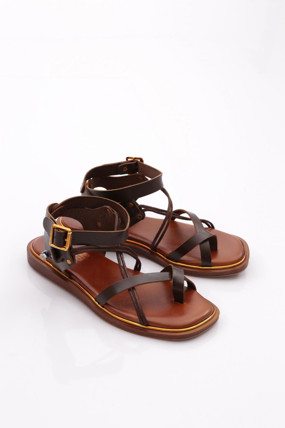 310 Kadin Parmak Arasi Yani Boncuklu Sandalet - Görsel 3