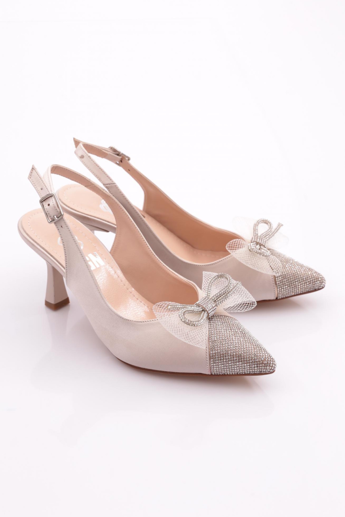 K929 Kadin Sivri Burun Kurdela Detayli Topuklu Ayakkabi - Görsel 3