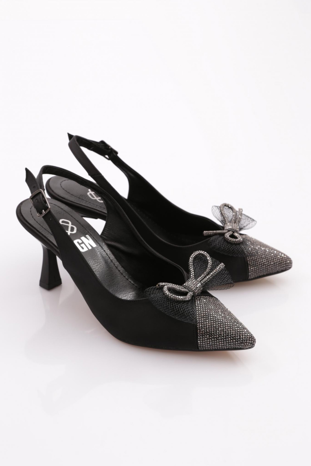 K929 Kadin Sivri Burun Kurdela Detayli Topuklu Ayakkabi - Görsel 3