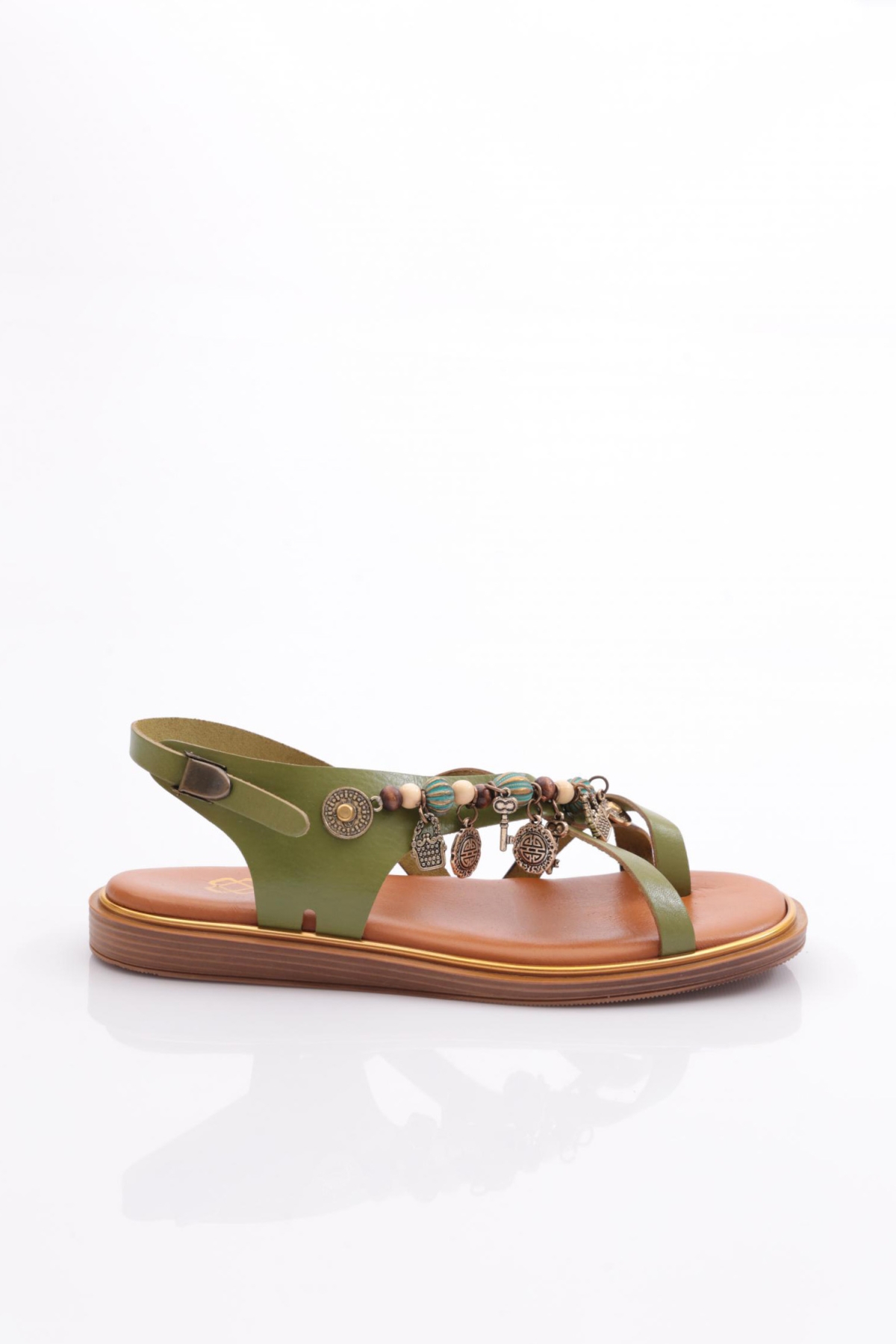 305 Kadin Yanlari Boncuk Detayli Sandalet - Görsel 2