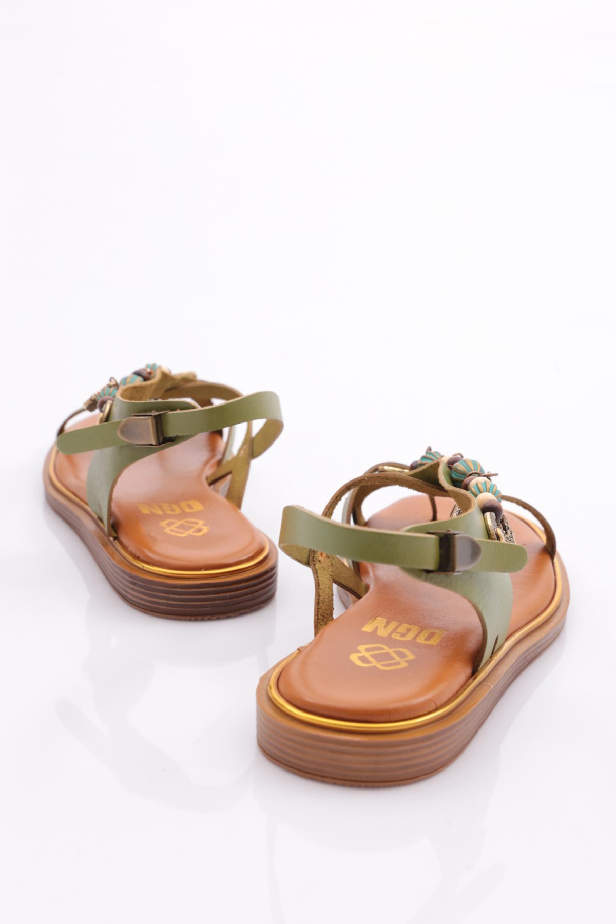 305 Kadin Yanlari Boncuk Detayli Sandalet - Görsel 4