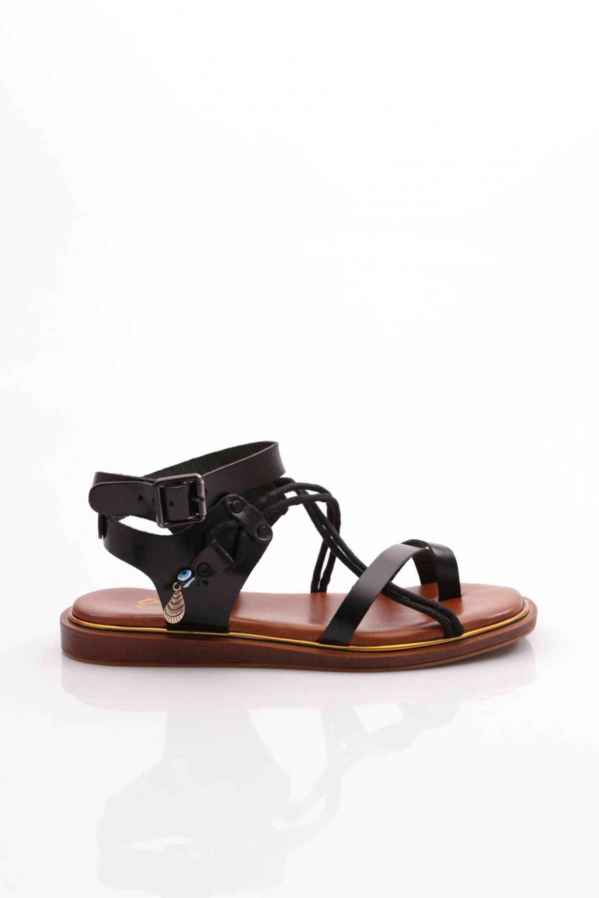 310 Kadin Parmak Arasi Yani Boncuklu Sandalet - Görsel 2