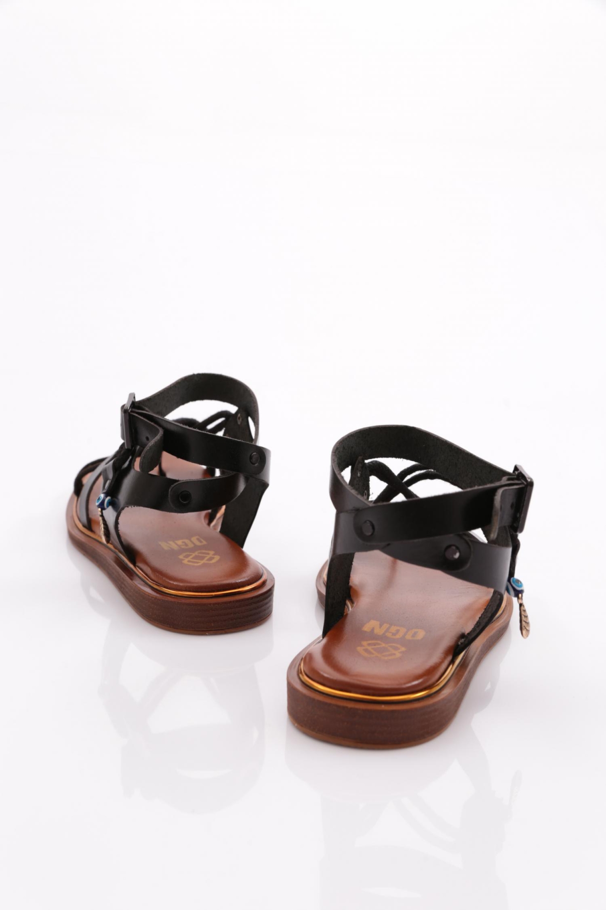 310 Kadin Parmak Arasi Yani Boncuklu Sandalet - Görsel 4