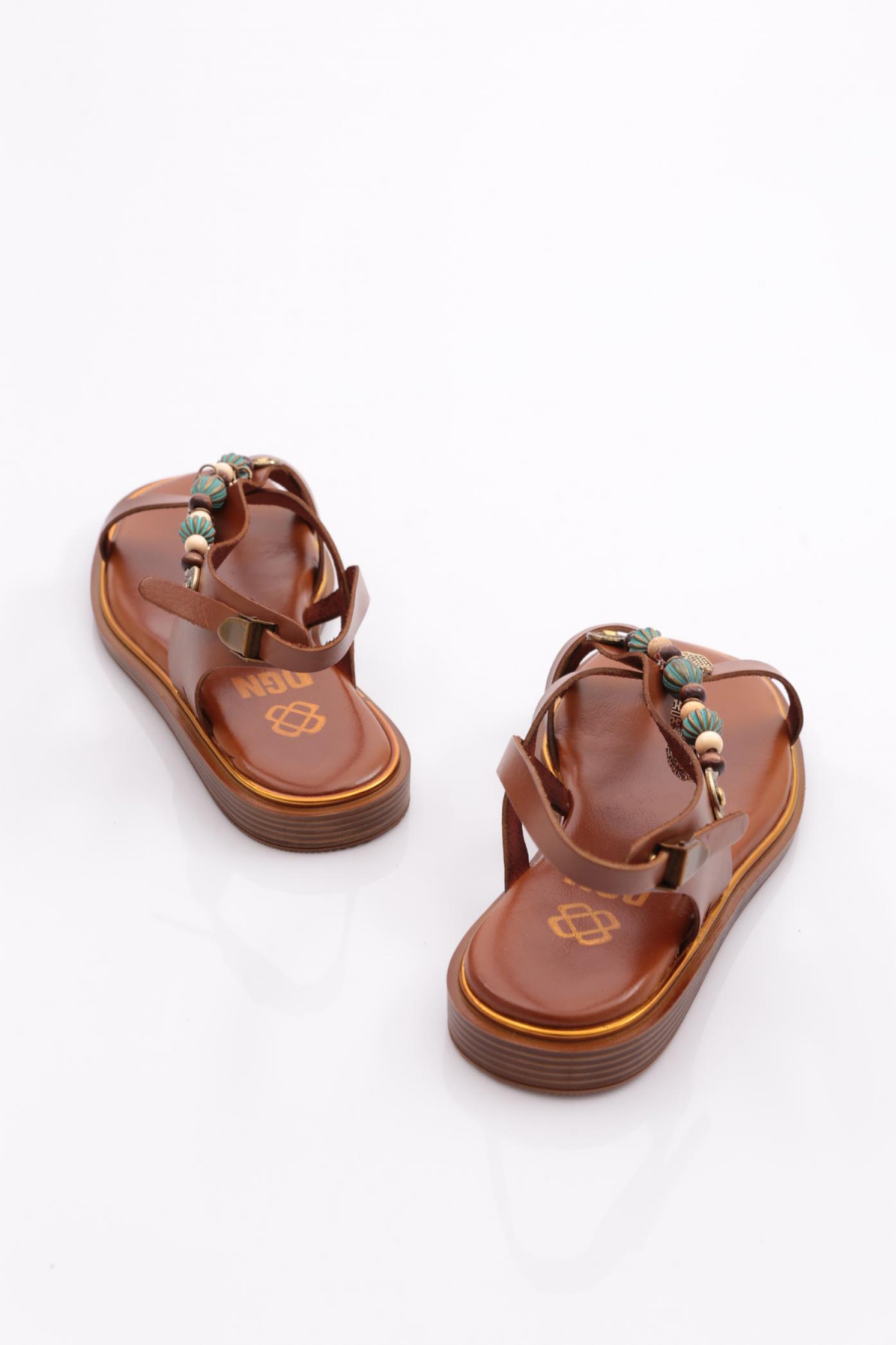 305 Kadin Yanlari Boncuk Detayli Sandalet - Görsel 4