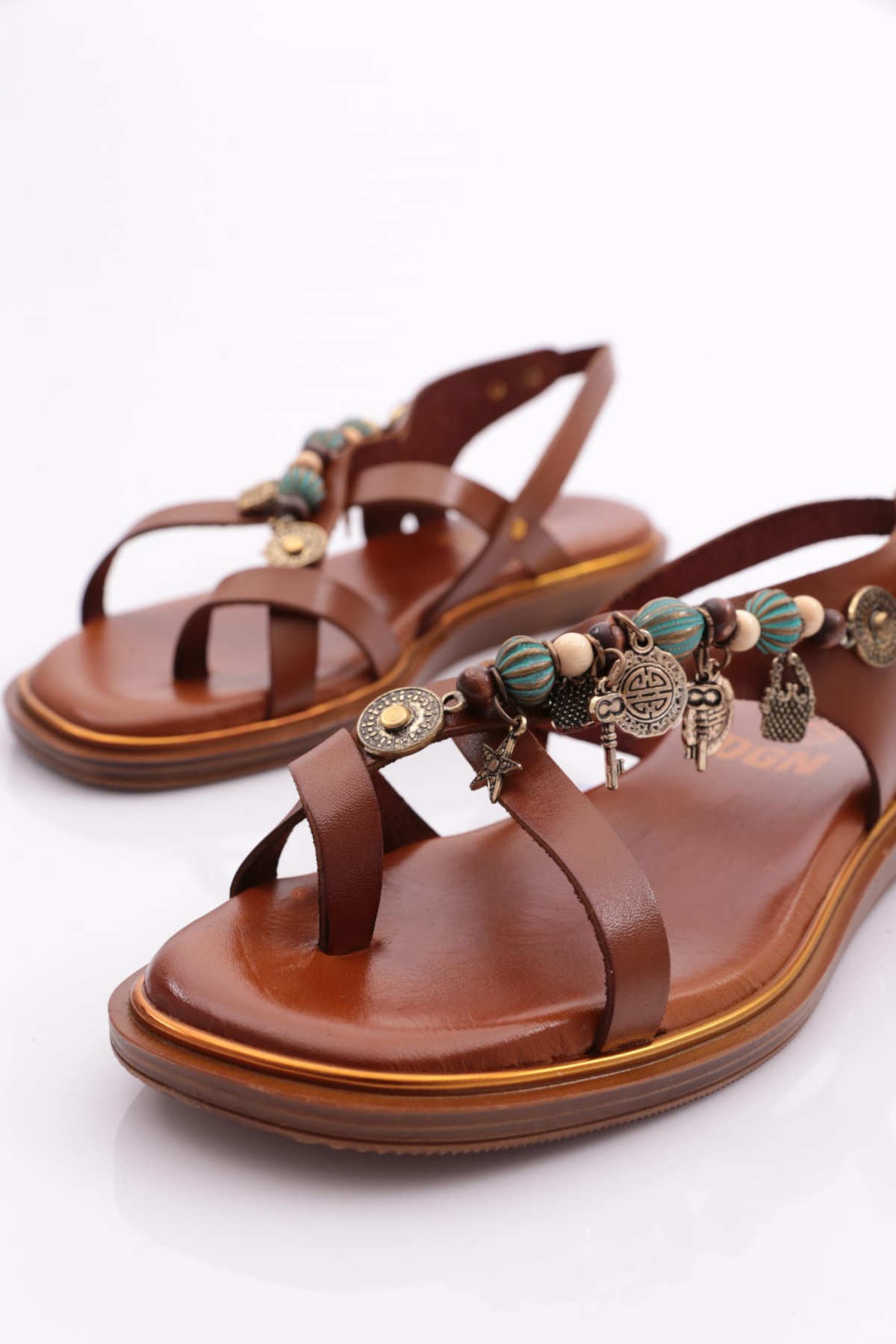 305 Kadin Yanlari Boncuk Detayli Sandalet - Görsel 5