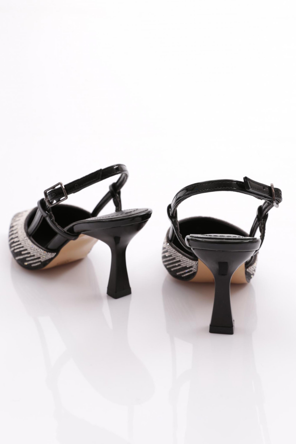 K410 Kadin Arkadan Bağlama Topuklu Abiye Ayakkabi - Görsel 4