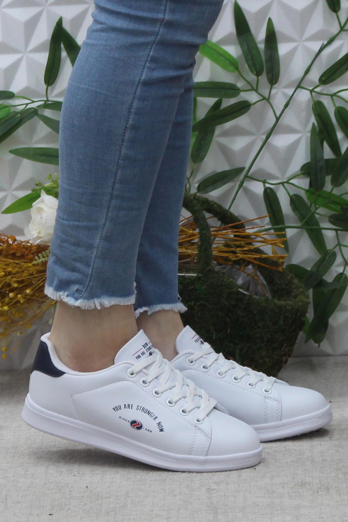 Row Lena Beyaz Rahat Hafif Sneaker Kadın Spor Ayakkabı - Görsel 2